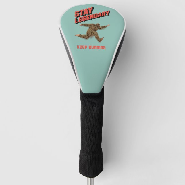 Funny Bigfoot Running Motivation Golf Head Cover (Front)