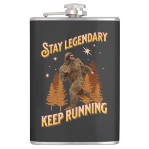 Funny Bigfoot Running Motivation Hip Flask