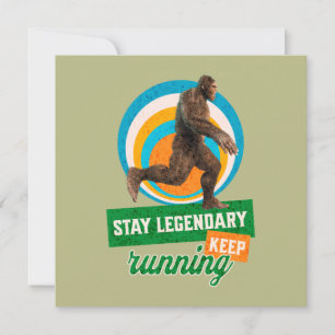 Funny Bigfoot Running Motivation Holiday Card
