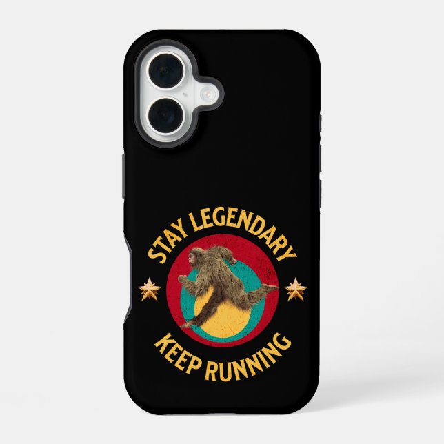 Funny Bigfoot Running Motivation iPhone 16 Case (Back)