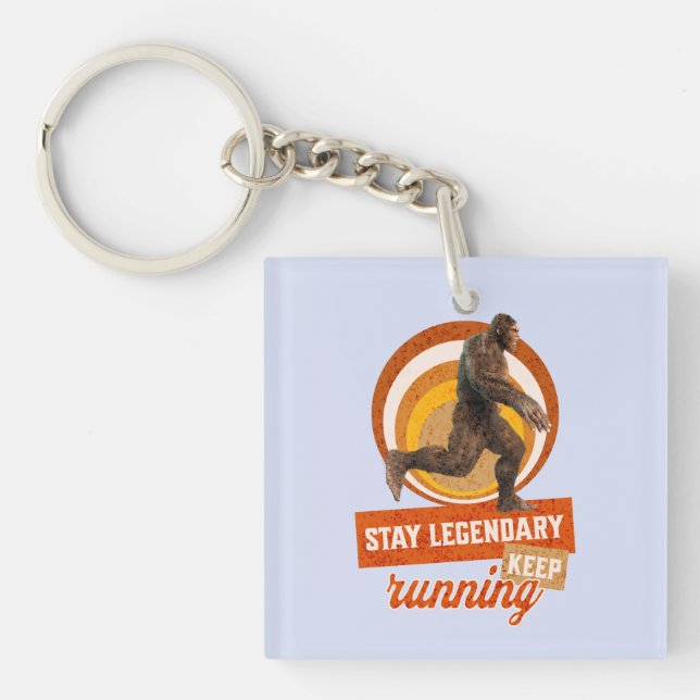 Funny Bigfoot Running Motivation Key Ring (Front)