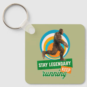Funny Bigfoot Running Motivation Key Ring