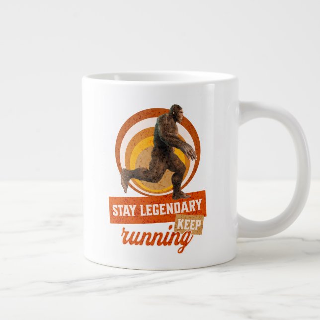 Funny Bigfoot Running Motivation Large Coffee Mug (Right)