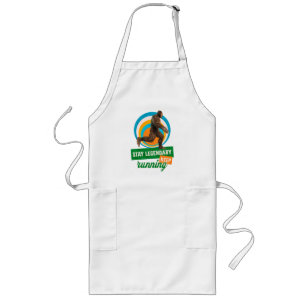 Funny Bigfoot Running Motivation Long Apron
