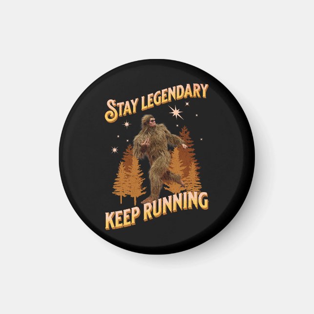 Funny Bigfoot Running Motivation Magnet (Front)