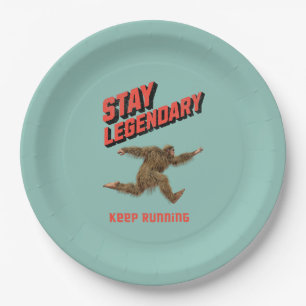 Funny Bigfoot Running Motivation Paper Plate