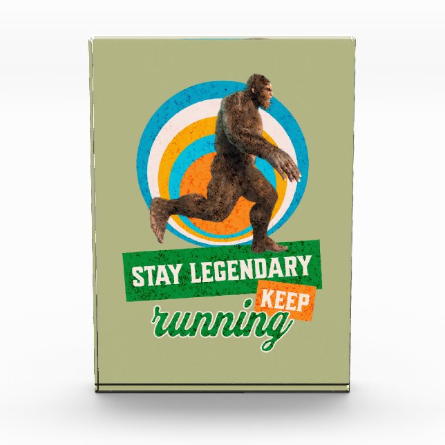 Funny Bigfoot Running Motivation Photo Block (Front)