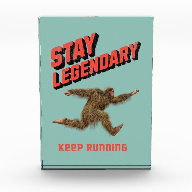Funny Bigfoot Running Motivation Photo Block (Front)