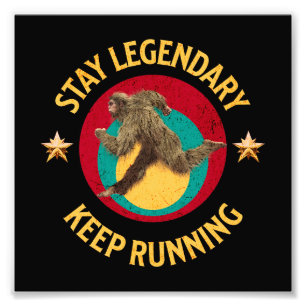 Funny Bigfoot Running Motivation Photo Print