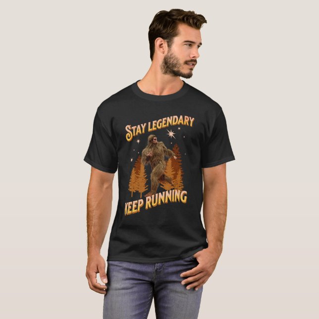 Funny Bigfoot Running Motivation T-Shirt (Front Full)