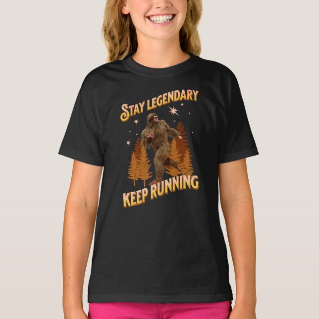 Funny Bigfoot Running Motivation T-Shirt (Front)