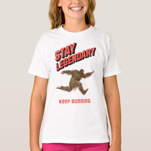 Funny Bigfoot Running Motivation T-Shirt (Front)