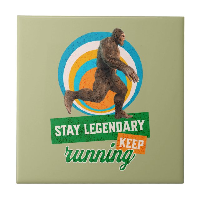 Funny Bigfoot Running Motivation Tile (Front)