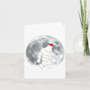 Funny Bigfoot Santa Moon Christmas Lights Xmas Sas Card