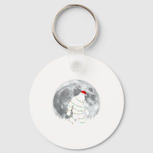 Funny Bigfoot Santa Moon Christmas Lights Xmas Sas Key Ring
