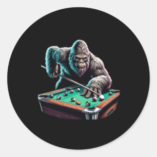 Funny Bigfoot Sasquatch Billiards Pool Player Men Classic Round Sticker