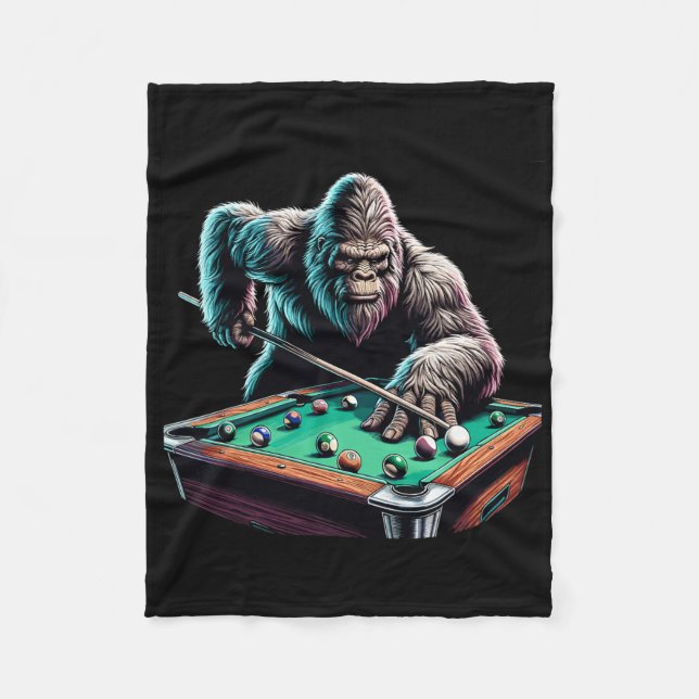 Funny Bigfoot Sasquatch Billiards Pool Player Men  Fleece Blanket (Front)