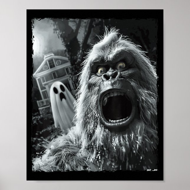 Funny Bigfoot Sasquatch Halloween Poster (Front)