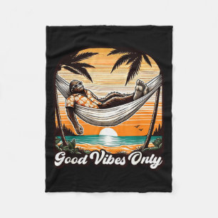 Funny Bigfoot Sasquatch Hawaiian Retro Beach Vacat Fleece Blanket