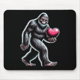 Funny Bigfoot Sasquatch Heart Mens Kids Boys Valen Mouse Pad