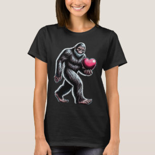 Funny Bigfoot Sasquatch Heart Mens Kids Boys Valen T-Shirt