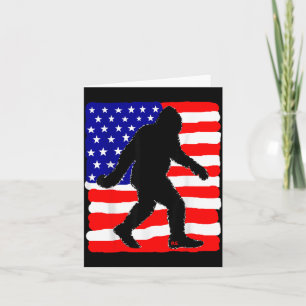 Funny Bigfoot Sasquatch Hiking American Patriotic Card