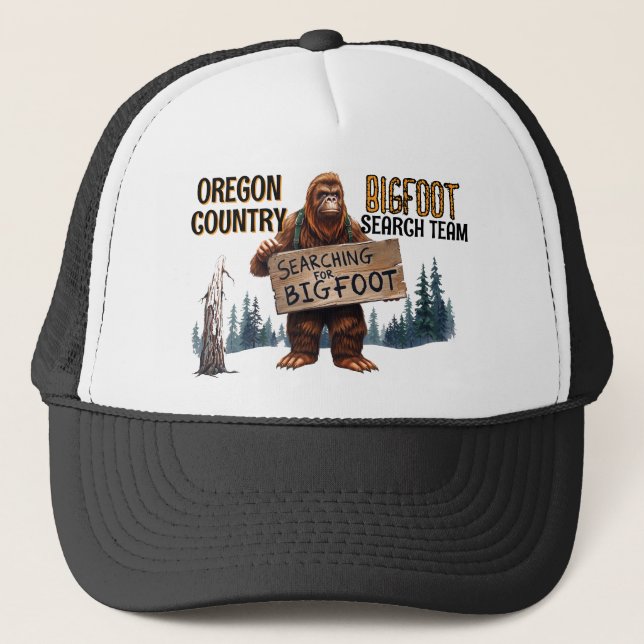 Funny Bigfoot Sasquatch In The Woods Trucker Hat (Front)