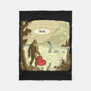 Funny Bigfoot Sasquatch Loch Ness Monster Funny He Fleece Blanket