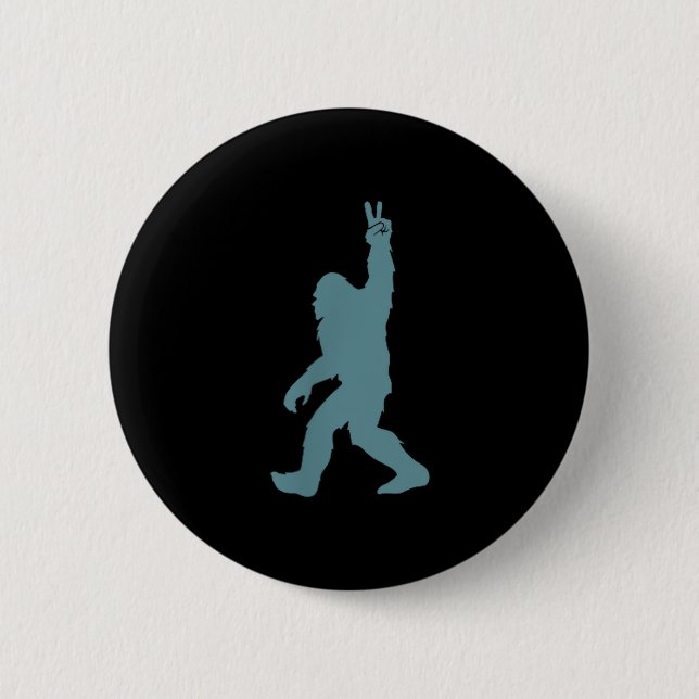 Funny Bigfoot Sasquatch Peace Sign Big Foot Squatc 6 Cm Round Badge (Front)