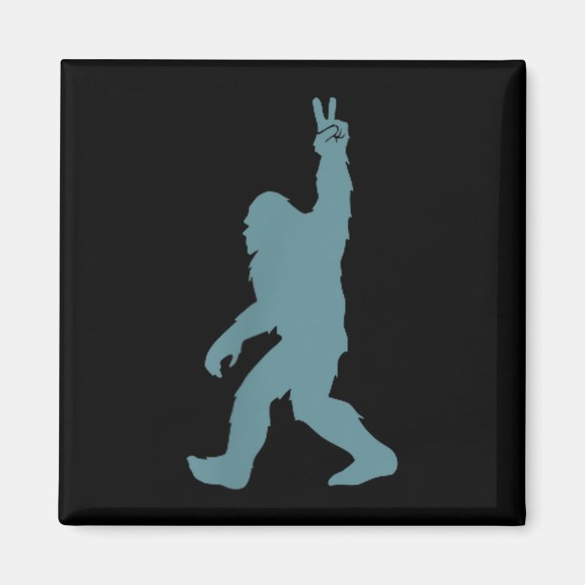 Funny Bigfoot Sasquatch Peace Sign Big Foot Squatc Magnet (Front)