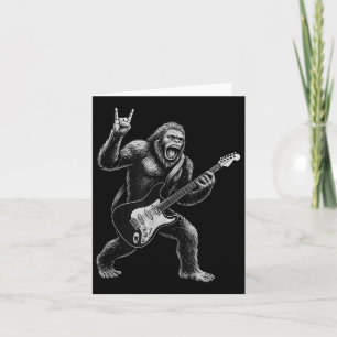 Funny Bigfoot Sasquatch Playing Guitar, Rock And R Card