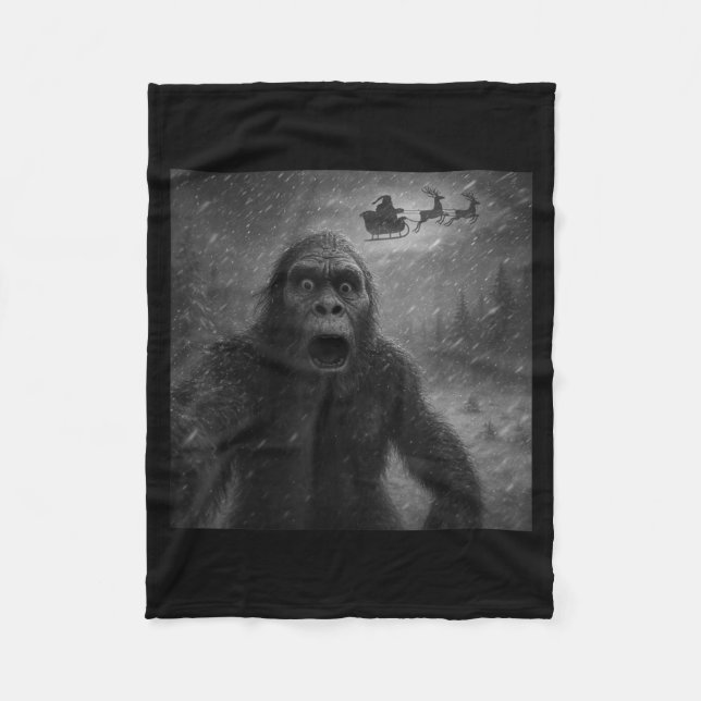 Funny Bigfoot Sasquatch Selfie Santa Claus Xmas Ch Fleece Blanket (Front)