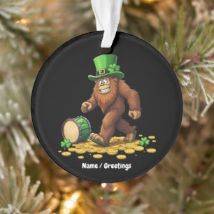 Funny Bigfoot Sasquatch Shamrock St Patrick's Day Ornament