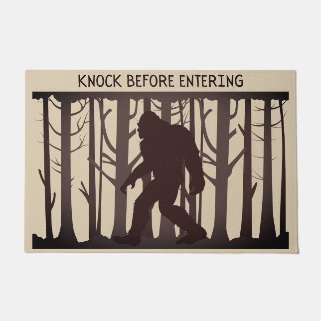 Funny Bigfoot Sasquatch silhouette knock before  Doormat (Front)