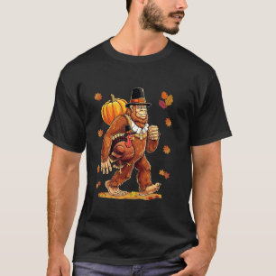 Funny Bigfoot Sasquatch Turkey Pumpkin Thanksgivin T-Shirt
