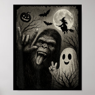 Funny Bigfoot Selfie With Boo Halloween Costume Me Poster