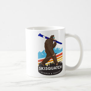Funny Bigfoot Skiing Skisquatch Search And Rescue Coffee Mug