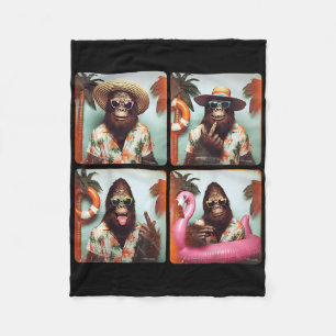 Funny Bigfoot Summer Vacation Photobooth Funny Sas Fleece Blanket