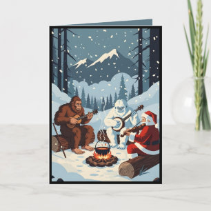 Funny Bigfoot ,The Yeti and Santa Christmas card