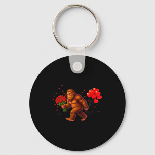 Funny Bigfoot Valentine Heart Sasquatch Retro Love Key Ring