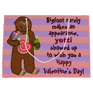 Funny Bigfoot Valentine's Day Pun Sasquatch Large Gift Bag