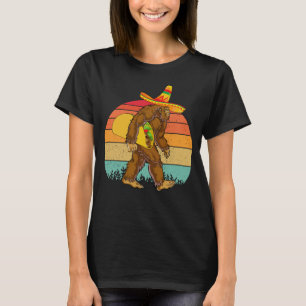 Funny Bigfoot Walking with Large Taco T-Shirt