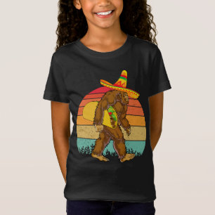 Funny Bigfoot Walking with Large Taco T-Shirt