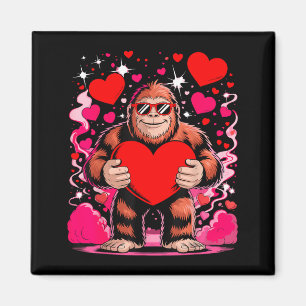Funny Bigfoot With Sungles Holding Heart Valentine Magnet
