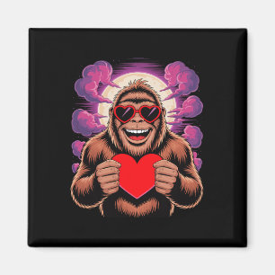 Funny Bigfoot With Sungles Holding Heart Valentine Magnet