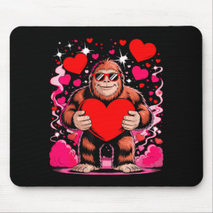 Funny Bigfoot With Sungles Holding Heart Valentine Mouse Pad