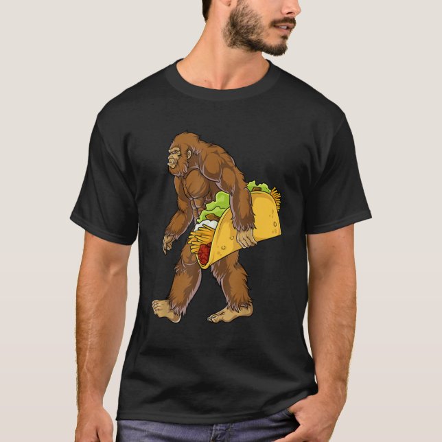 Funny Bigfoot With Tacos T-Shirt (Front)