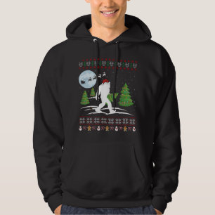 Funny Bigfoot Xmas Gift Santa Hat Ugly Bigfoot Chr Hoodie