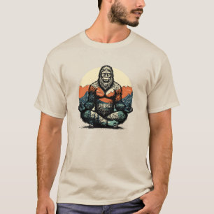 Funny Bigfoot Yoga Meditation Humor Believer Tee