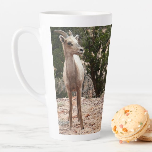 Funny Bighorn Sheep at Zion National Park Latte Mug (In Situ)